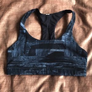 Blue patterned lululemon invigorate bra